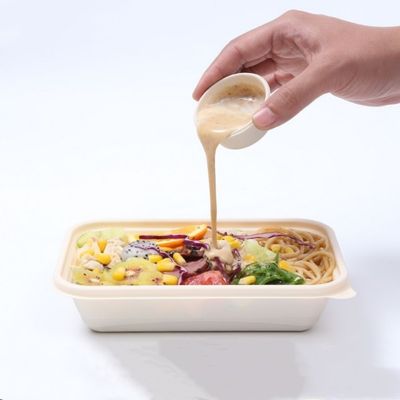 4औंस डिस्पोजेबल कॉर्नस्टार्च टेबलवेयर सीज़निंग सॉस पोर्शन कप ढक्कन के साथ