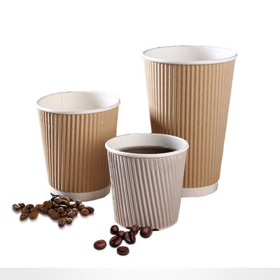 90 एमएम पीएस पीएलए पुनर्नवीनीकरण 12 औंस क्राफ्ट रिपल पेपर कप कॉफी के लिए ट्रिपल दीवार